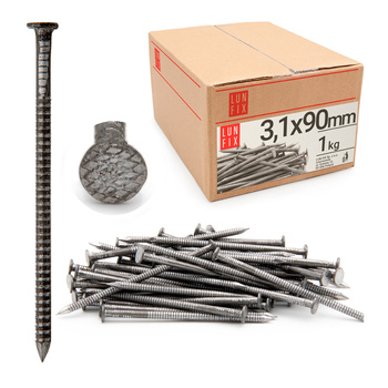 Gwoździe pierścieniowe 3,1x90 mm 3,5" ciesielskie czarne 1kg