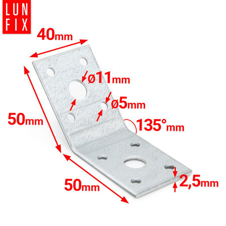 Kątownik rozwarty 135 stopni KLR1 50x50x40x2,5