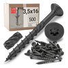 Wkręty ciesielskie czarne stożkowe 3,5x16 do drewna KMWHT 500szt.