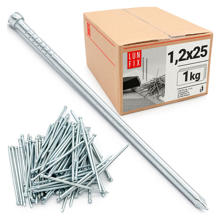 Gwoździe stolarskie 1,2x25mm srebrne ocynkowane 1kg