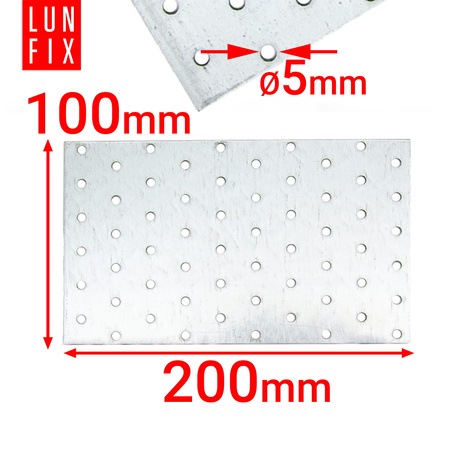 Płytka perforowana 200x100x2 PP23 łącznik ciesielski płaski 1szt.