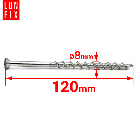 Wkręty do gazobetonu 8x120 łeb stożkowy z gniazdem TX30 50szt.