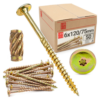 Wkręty ciesielskie talerzowe 6x120 do drewna WKCP 50szt.