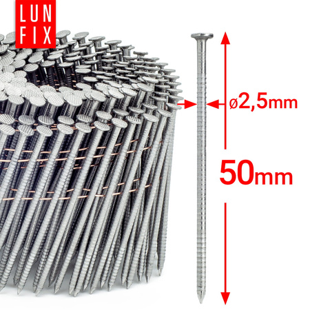 Gwoździe do gwoździarki bębnowej 50mm 2,5x50 2 cale pierścieniowe na drucie 9000 szt.