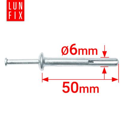 Kołki stalowe szybkiego montażu do betonu wbijane 6x50 10szt.