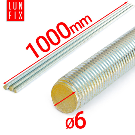 Pręt gwintowany szpilka M6 ocynkowany 1000 mm klasa 8.8 1szt.