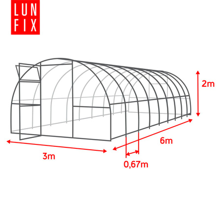 Szklarnia z poliwęglanu 3x6m profil 20x20mm grubość 3mm