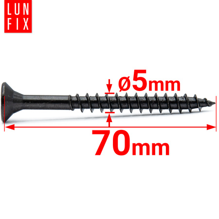 Wkręty uniwersalne 5x70 hartowane ocynkowane na czarno 100szt.