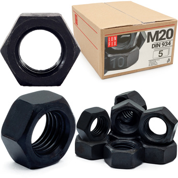 Nakrętka sześciokątna M20 DIN 934 klasa 10 czarna 5szt.