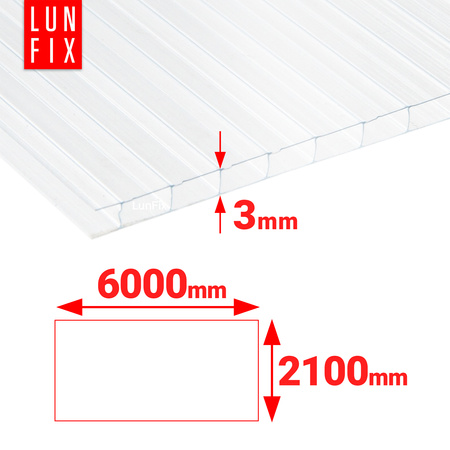 Poliwęglan komorowy 3mm płyta bezbarwna 2,1x6m