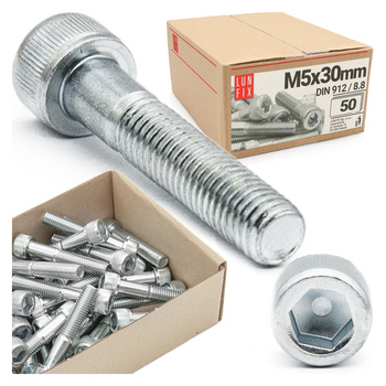 Śruby imbusowe M5x30 ocynkowane DIN912 klasa 8.8 50szt