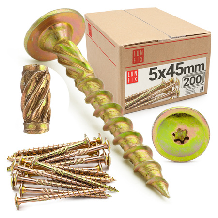 Wkręty ciesielskie talerzowe 5x45 do drewna WKCP 200szt.