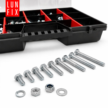 Śruby nakrętki podkładki 390szt. zestaw M10 ocynk