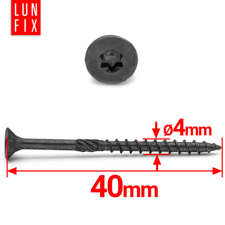 Wkręty ciesielskie czarne stożkowe 4x40 do drewna KMWHT 500szt.