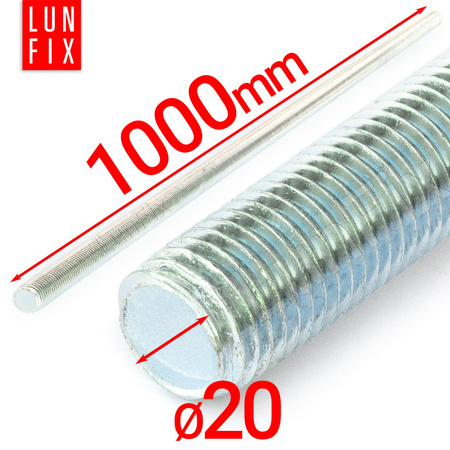 Pręt gwintowany szpilka M20 ocynkowany 1000 mm 1szt.