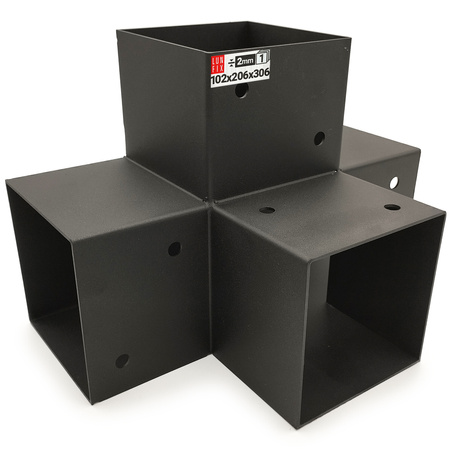 Łącznik belki kwadratowy X 100x100mm wspornik do kantówek 4 końce