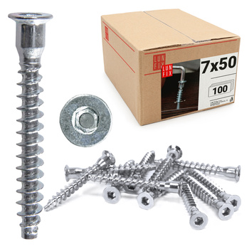 Wkręty konfirmaty 7x50mm do drewna ocynkowane 100szt.