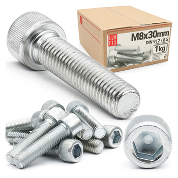 Śruby imbusowe M8x30 ocynkowane DIN912 klasa 8.8 1kg