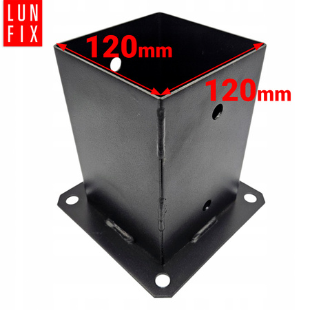 Zestaw podstawa słupa przykręcana czarna 12x12 z wkrętami