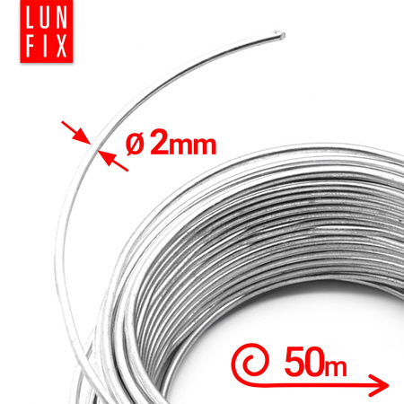 Drut naciągowy do siatki 2mm srebrny ocynkowany 50mb
