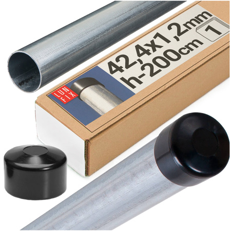 Słupek ogrodzeniowy okrągły fi 42 1,2mm grubości 2m 200cm ocynkowany