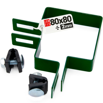 Obejma narożna 80x80 mm zielona komplet