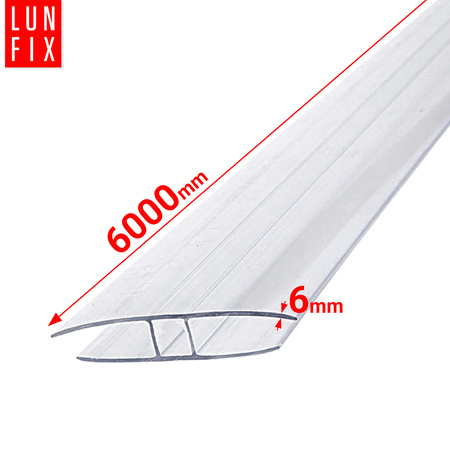 Profil H6 łączący bezbarwny do poliwęglanu 6m