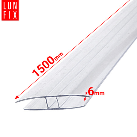 Profil H6 łączący bezbarwny do poliwęglanu 1,5m