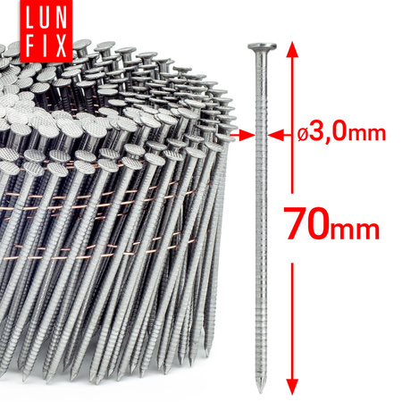 Gwoździe do gwoździarki bębnowej 70mm 3x70 pierścieniowe na drucie 5400szt.