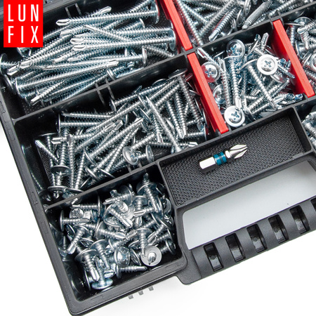 Zestaw wkrętów samowiercących 290szt. do metalu +bit PH2