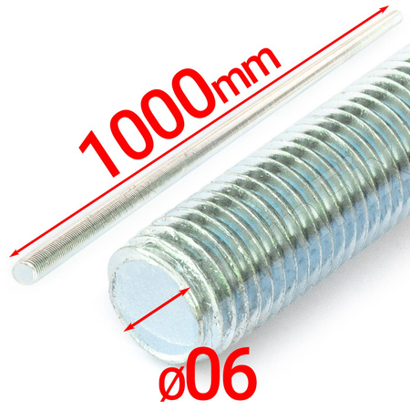 Pręt gwintowany szpilka M6 ocynkowany 1000 mm 10szt.