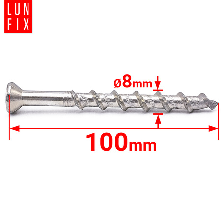 Wkręty do gazobetonu 8x100 łeb stożkowy z gniazdem TX30 50szt.