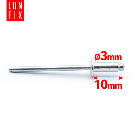 Nity zrywalne 3x10mm aluminiowo-stalowe 50szt.