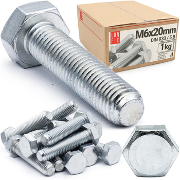 Śruba sześciokątna M6x20 ocynkowana DIN 933 klasa 5.8 1kg