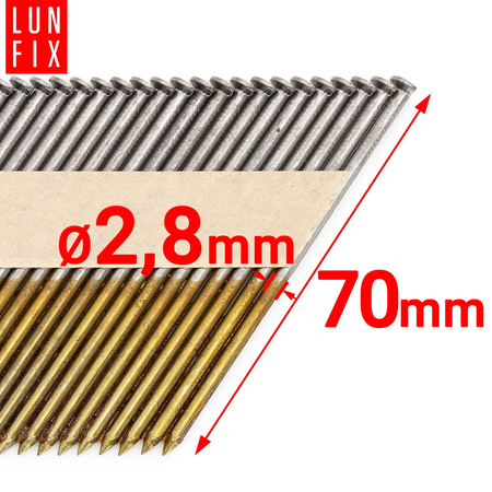 Gwoździe do gwoździarki 70mm 2,8x70 gładkie na papierze czarne 3000szt.