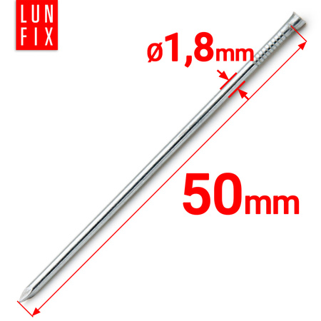 Gwoździe stolarskie 1,8x50mm srebrne ocynkowane 100g