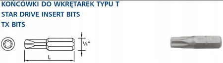 Bit końcówka do wkrętaka TORX 30 Tx30 25mm