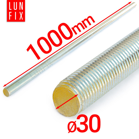 Pręt gwintowany szpilka M30 ocynkowany 1000 mm klasa 8.8 1szt.