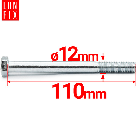 Śruba sześciokątna M12x110 ocynk DIN 931 klasa 8.8 półgwint 1kg