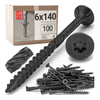 Wkręty ciesielskie czarne stożkowe 6x140 do drewna KMWHT 100szt.