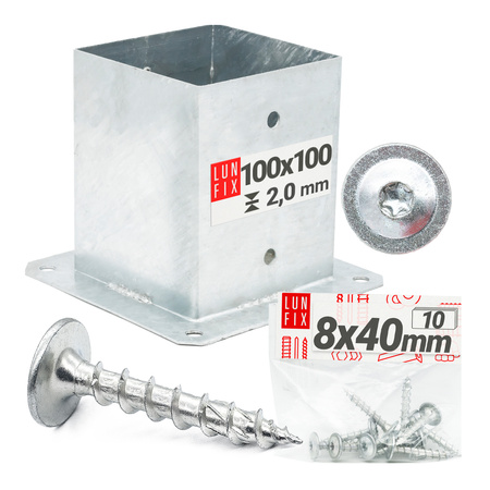 Zestaw podstawa słupa przykręcana 10x10 z wkrętami