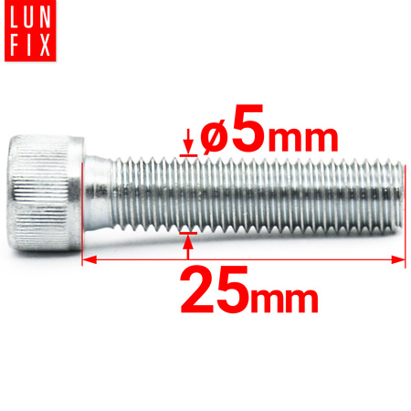 Śruby imbusowe M5x25 ocynkowane DIN912 klasa 8.8 50szt