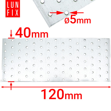 Płytka perforowana 120x40x2 PP3 łącznik ciesielski płaski 1szt.