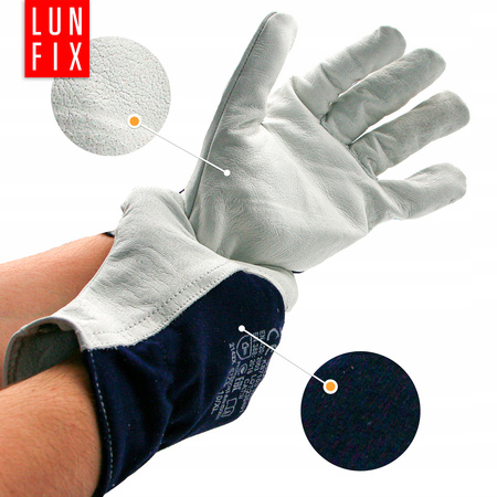 Rękawice robocze skórzane kozia skóra 11 XXL białe 1szt.