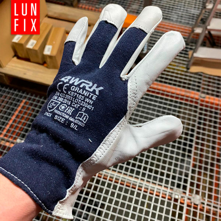 Rękawice robocze skórzane kozia skóra 10 XL białe 1szt.