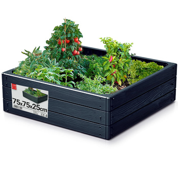Grządka ogrodowa podwyższona 75x75x25cm antracytowa