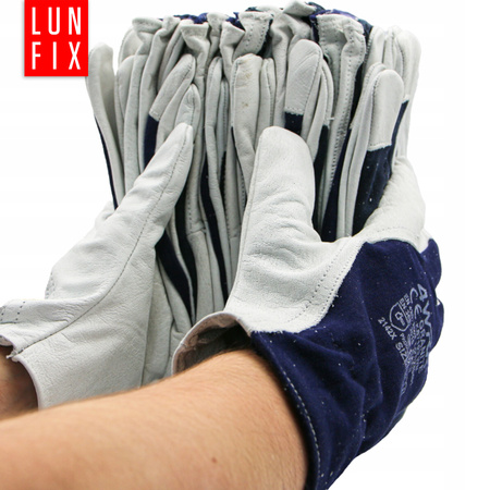 Rękawice robocze skórzane kozia skóra 9 L białe 12szt.