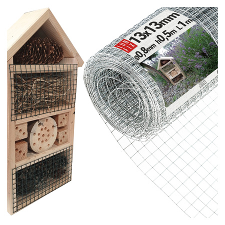 Siatka na domek dla owadów oczko 13x13mm drut fi0,8mm arkusz 0,5x1m