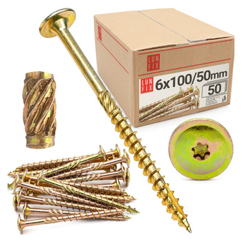 Wkręty ciesielskie talerzowe 6x100 do drewna WKCP 50szt.