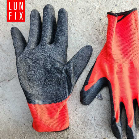 Rękawice robocze powlekane lateksem czerwone XXL 12szt.